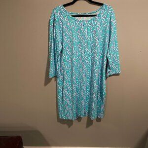 Lulu B- fun teal pattern XL or 1X dress- -FREE SHIPPING